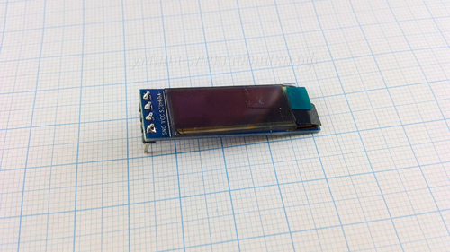 Дисплей 0,91' OLED SSD1306 128x32 I2C 3,3-5,5V синий (вид спереди,сверху)