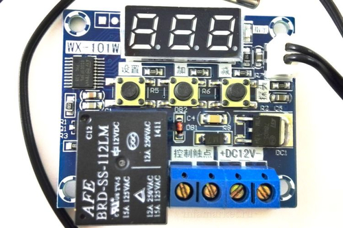 Регулятор температуры WX-101W  LED -40+120°C 12V AC2200W